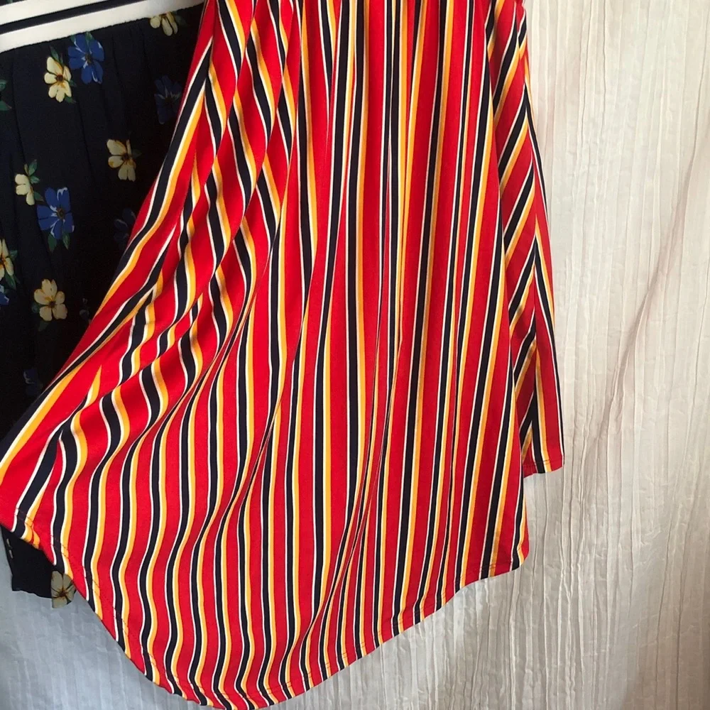 OLD NAVY & 2 HIP girls size L 14 spring summer dresses red striped & navy floral